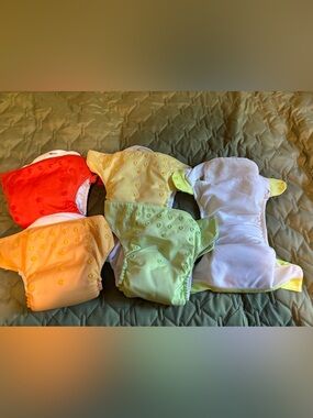 5 Bum Genius Cloth & Inserts pocket diapers One Size Fits Most Adjustable